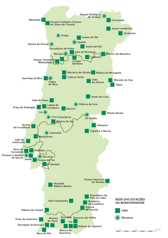 Mapa rede das Estações da Biodiversidade